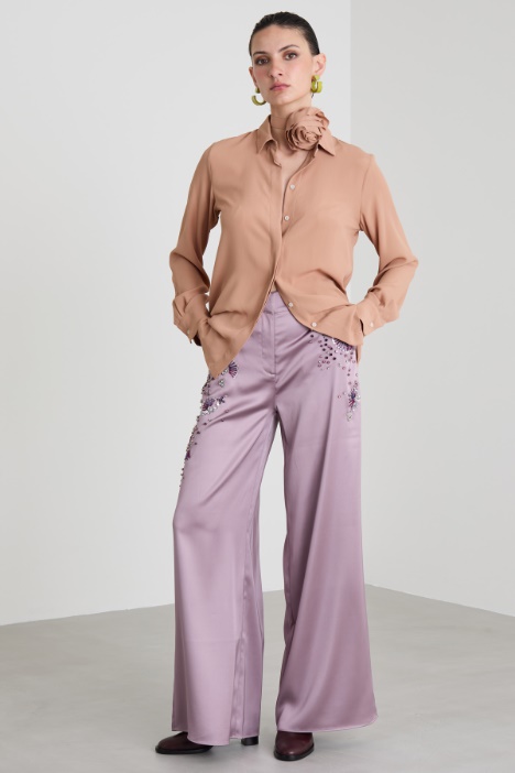 Flower-detail silk shirt Intrend