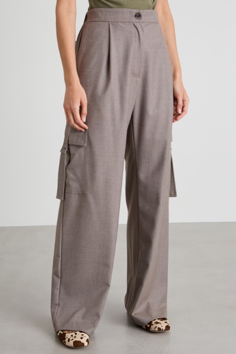 Pantaloni cargo in flanella