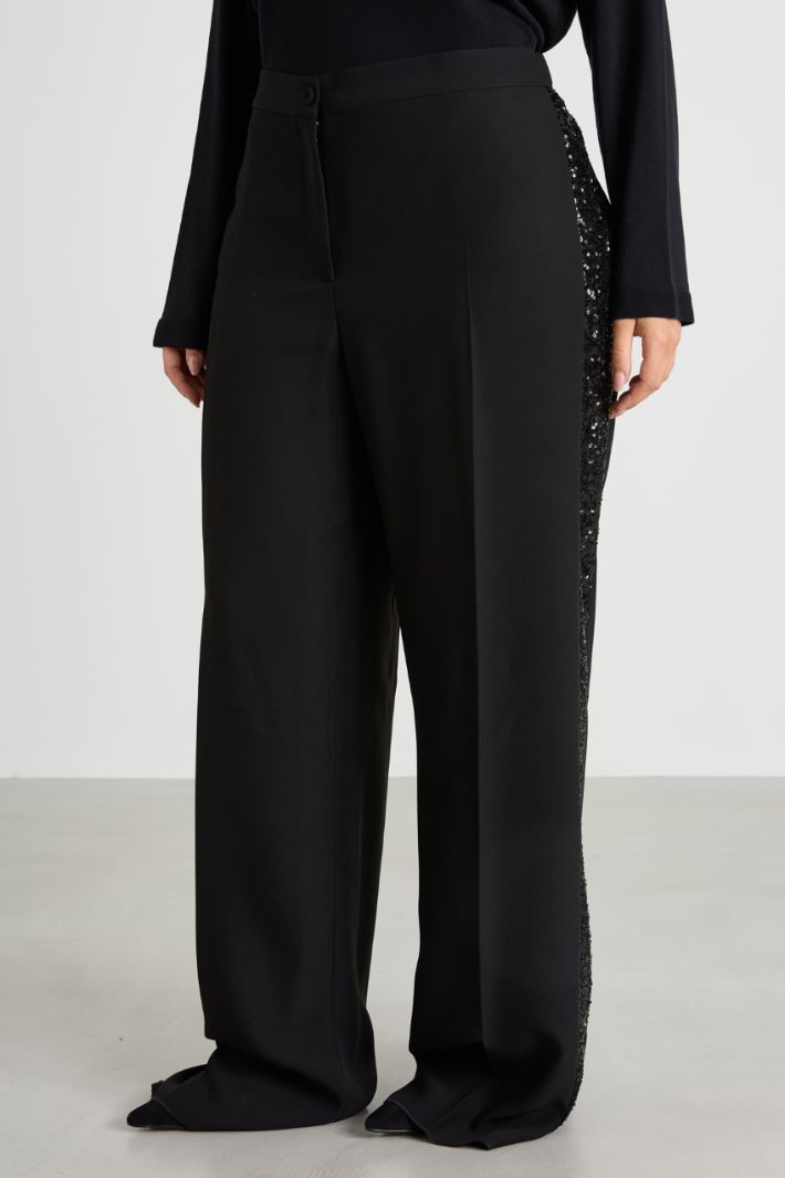 Pantaloni con bande di paillettes Intrend - 2