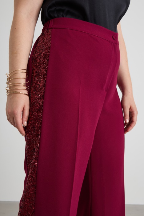 Pantaloni con bande di paillettes