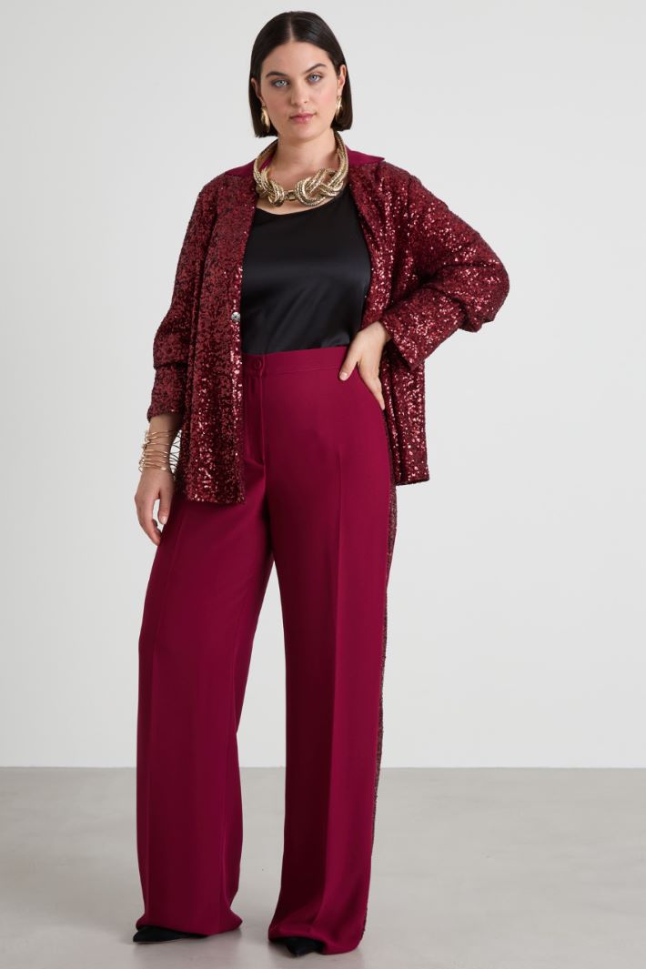 Pantaloni con bande di paillettes Intrend