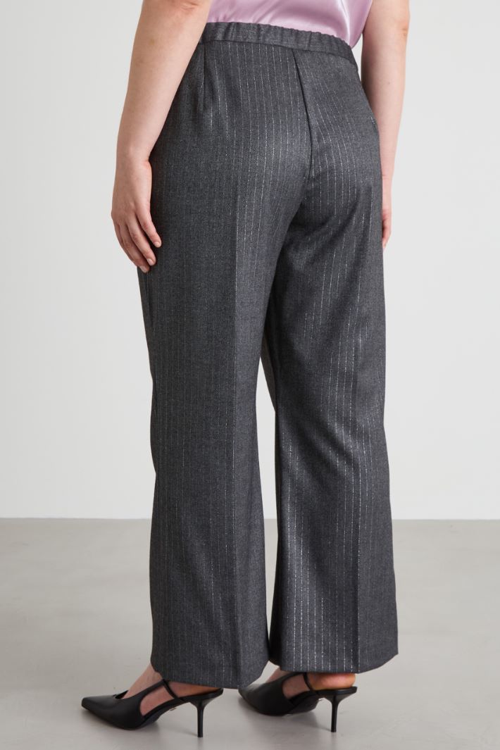 Pantaloni in twill gessato lamè Intrend - 3