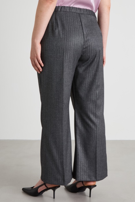Pantaloni in twill gessato lamè