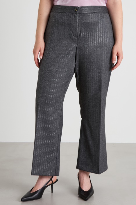 Pantaloni in twill gessato lamè