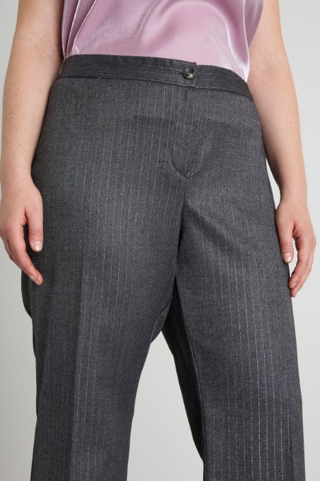 Pantaloni in twill gessato lamè