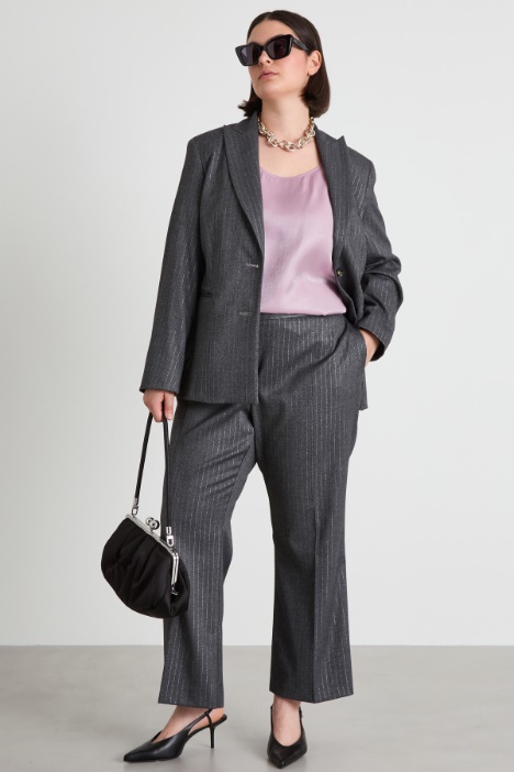 Pantaloni in twill gessato lamè Intrend