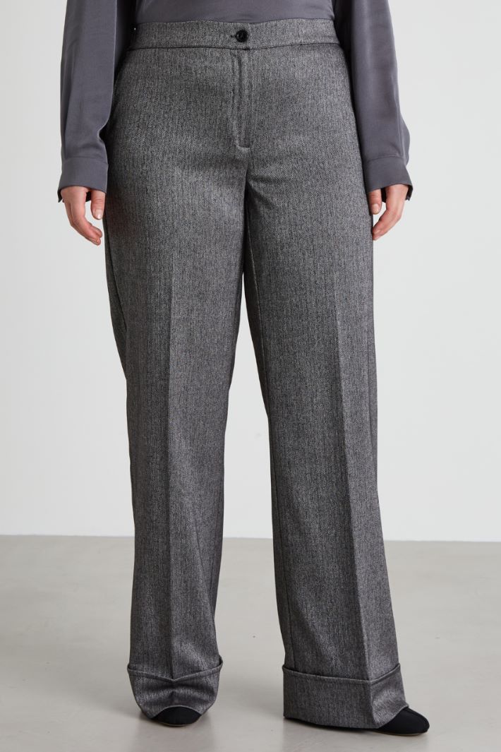 Pantaloni a palazzo con risvolto Intrend - 2