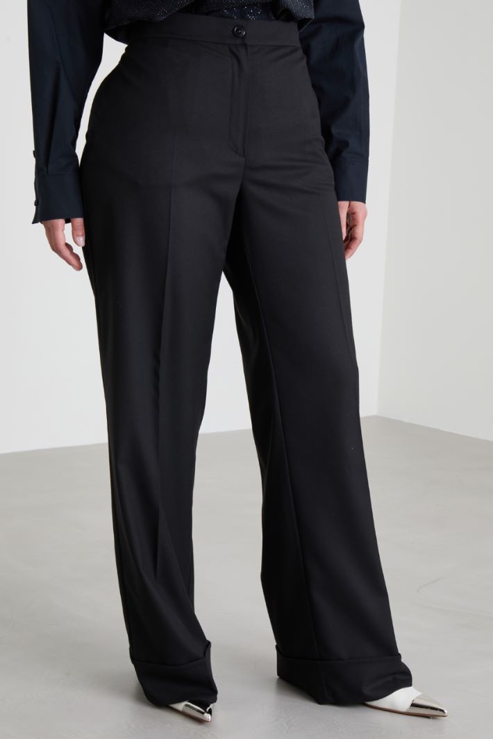 Pantaloni a palazzo con risvolto Intrend - 2