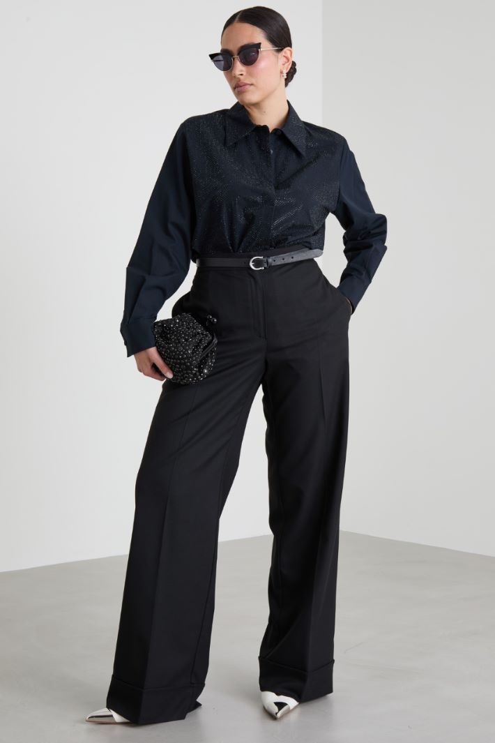 Pantaloni a palazzo con risvolto Intrend