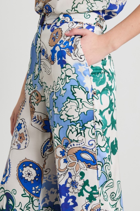 Pantaloni in raso stampato