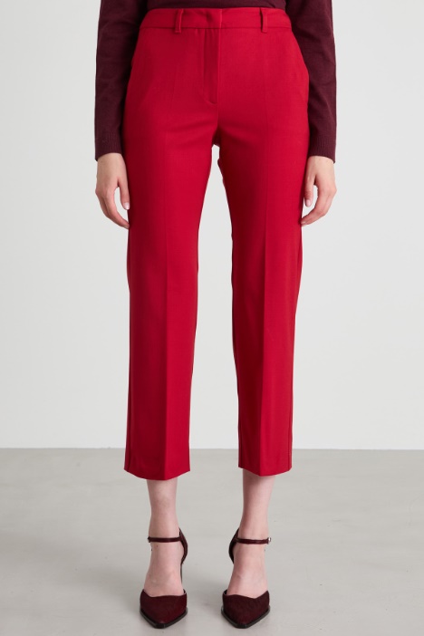 Pantaloni flare in gabardina