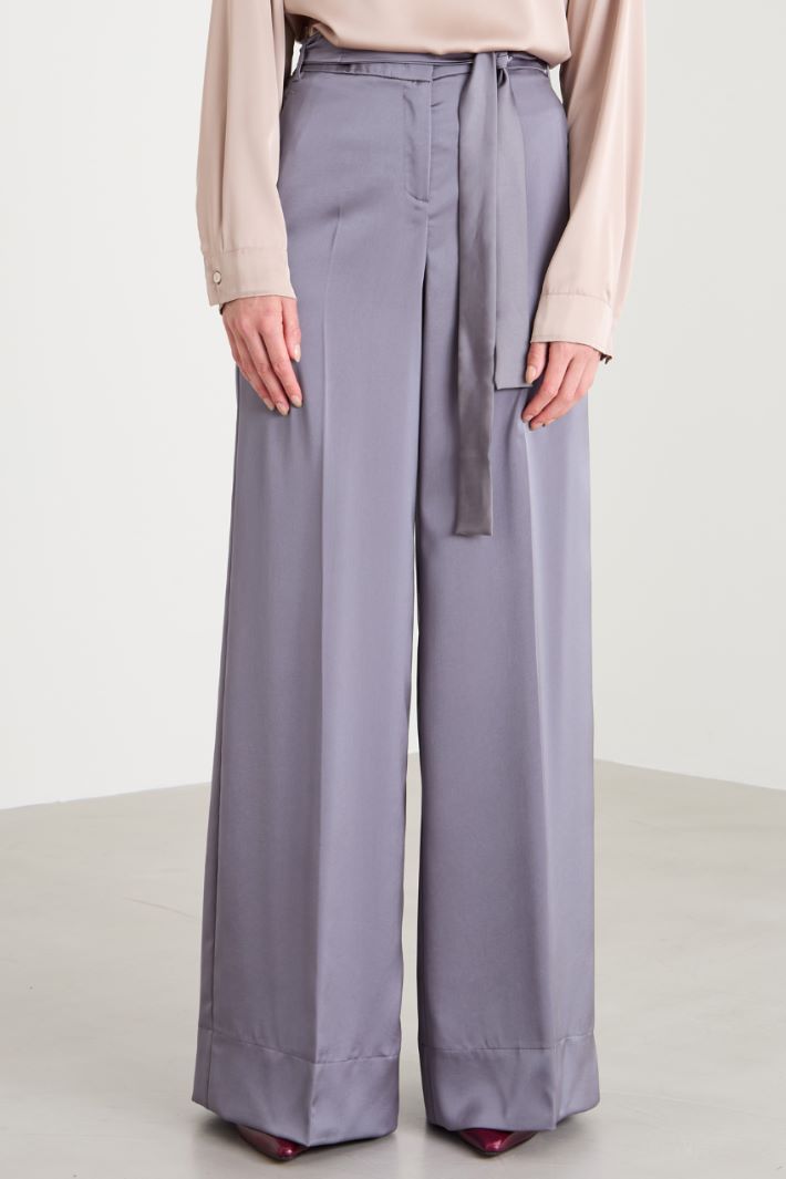 Satin trousers with sash Intrend - 2