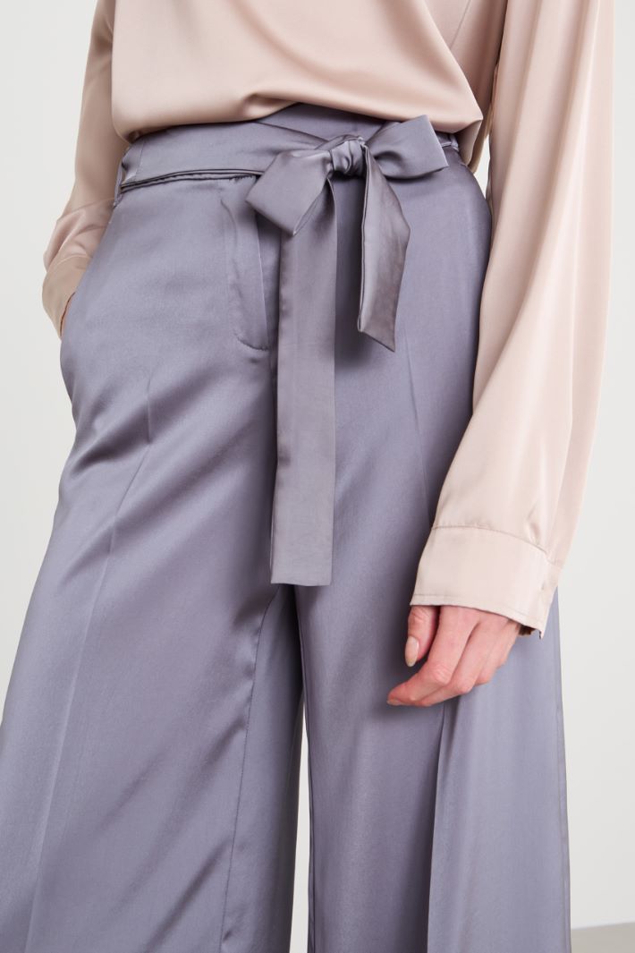 Satin trousers with sash Intrend - 4
