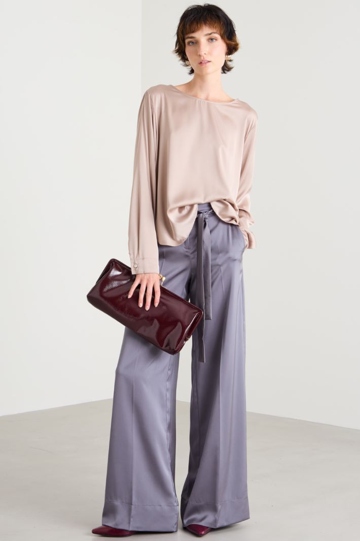 Satin trousers with sash Intrend