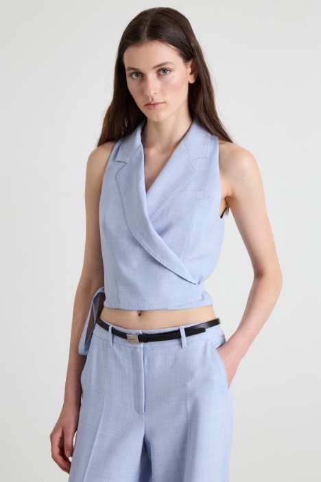 Crossed vest in basketweave fabric Intrend