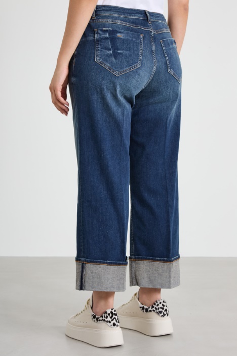 Jeans dritti con risvolto
