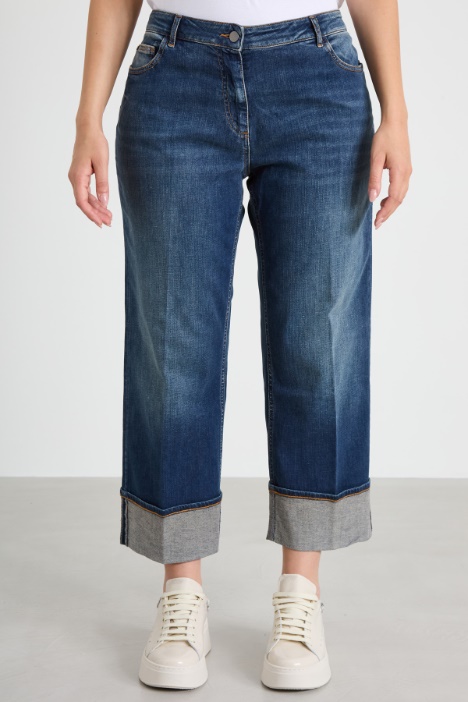 Jeans dritti con risvolto