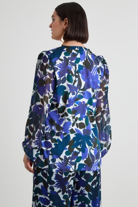 Blusa in twill e georgette