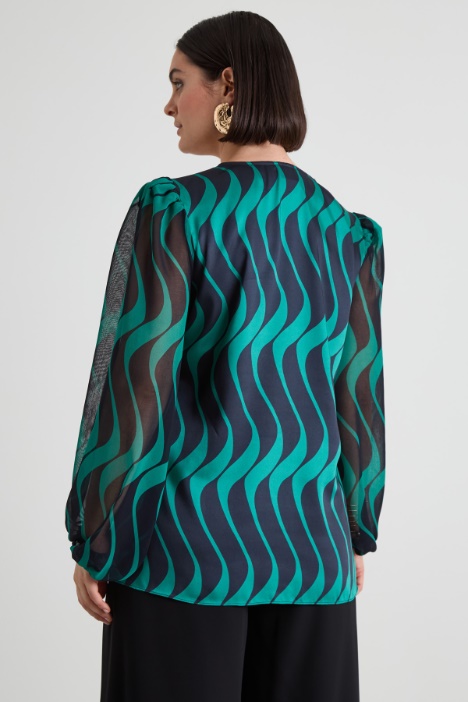 Blusa in twill e georgette