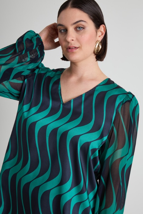 Blusa in twill e georgette