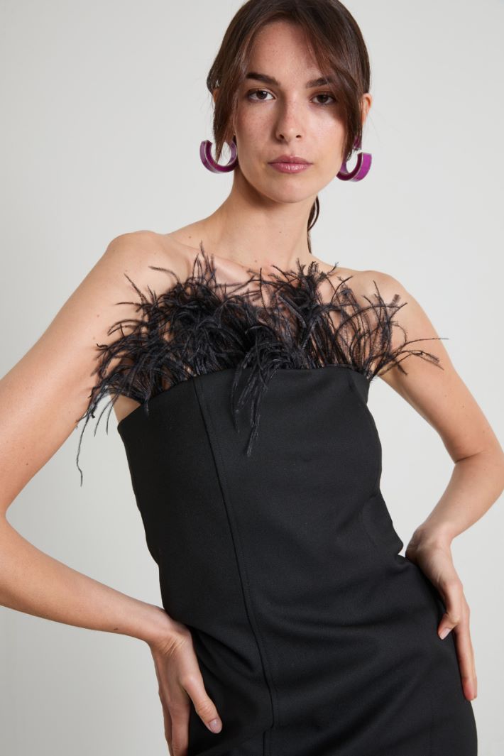 Feather-detail bustier dress Intrend - 4