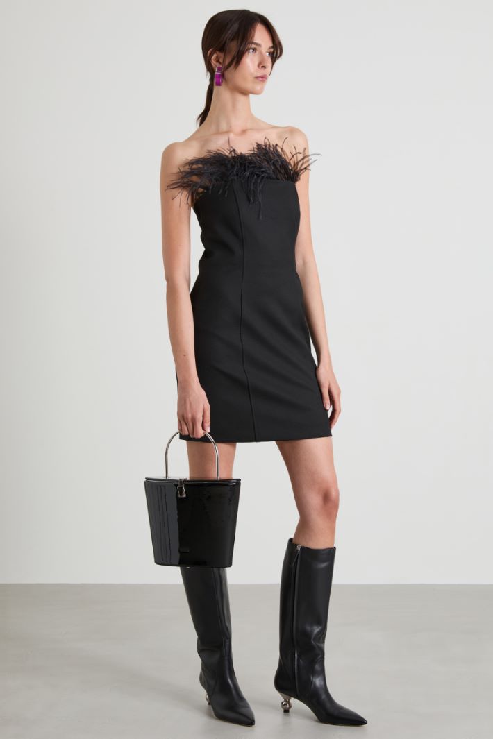 Feather-detail bustier dress Intrend
