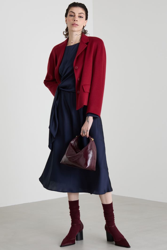 Wrap-effect satin dress Intrend