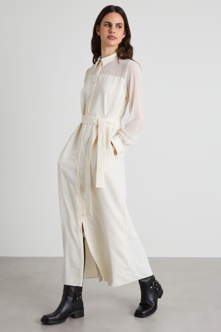 Vestido camisero en enver satén Intrend - 2