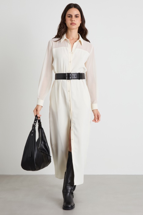 Vestido camisero en enver satén Intrend