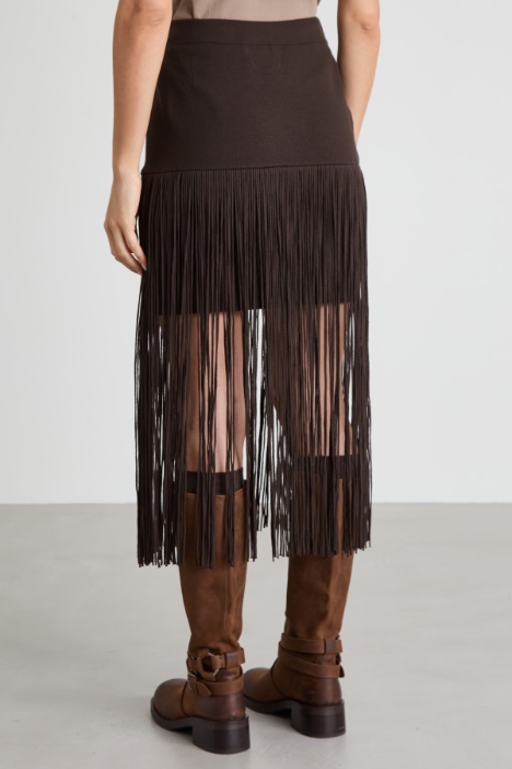 Gonna in maglia con frange