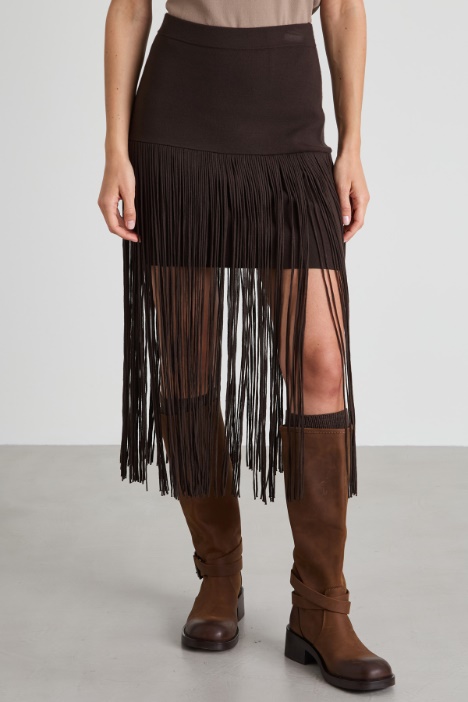 Gonna in maglia con frange