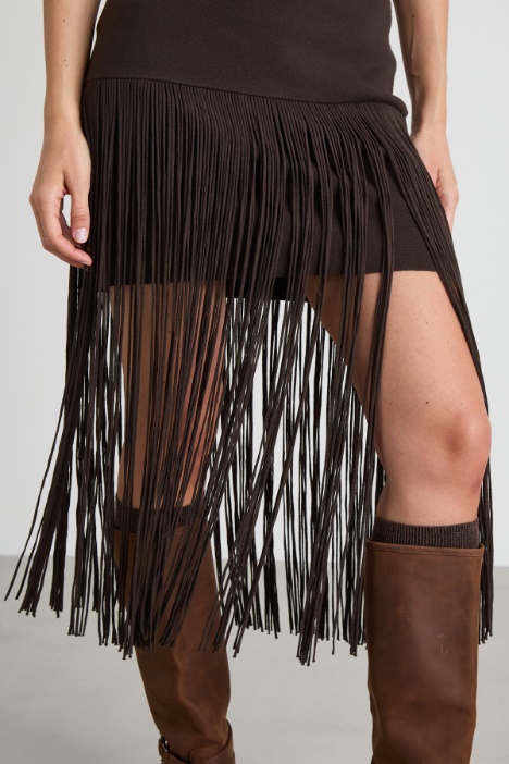 Gonna in maglia con frange