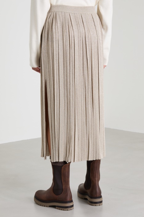 Gonna plissè in maglia lamè