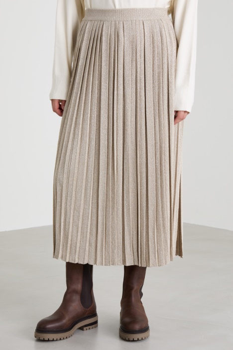 Gonna plissè in maglia lamè