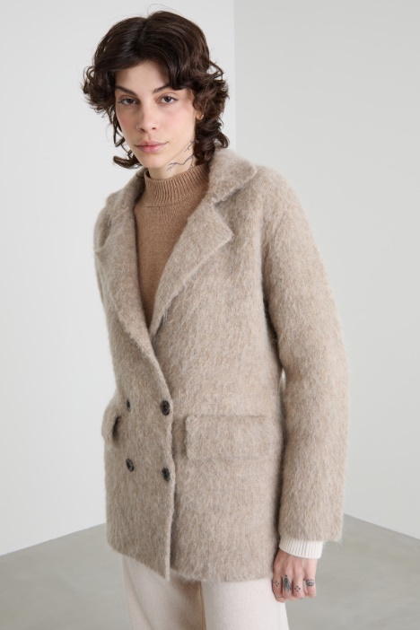 Cardigan morbido stile caban