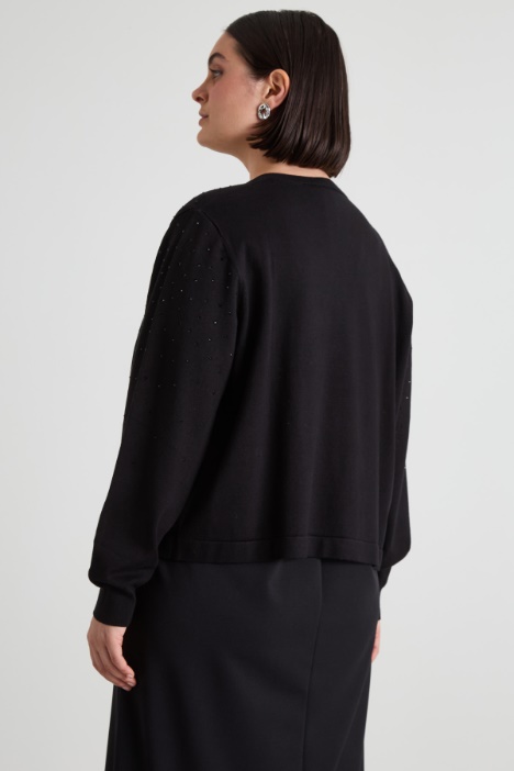 Cardigan in viscosa con strass