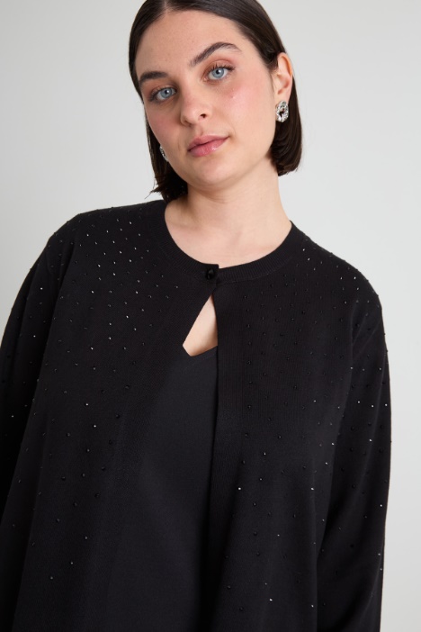 Cardigan in viscosa con strass