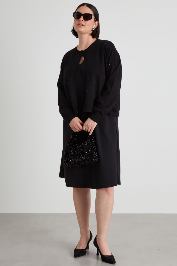 Cardigan in viscosa con strass