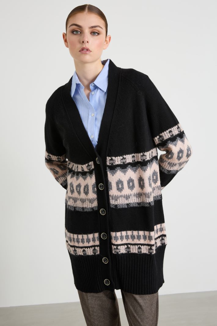 Cardigan lungo jacquard