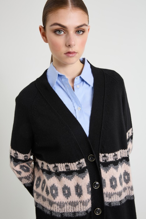 Cardigan lungo jacquard