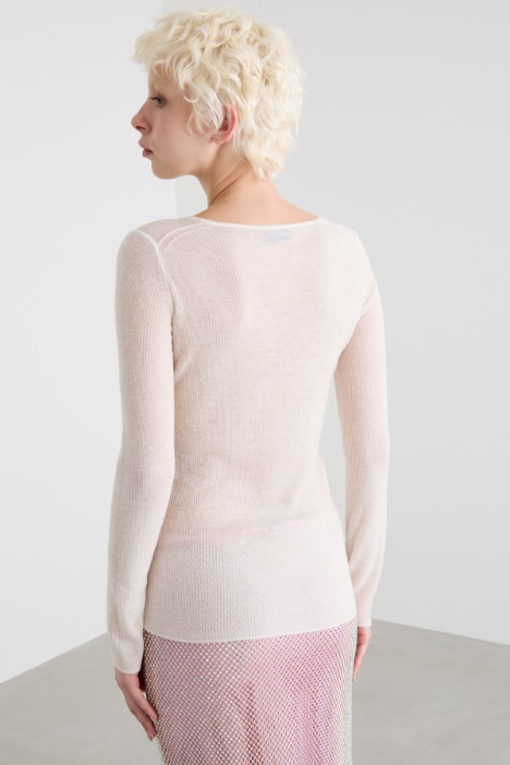 Jersey ceñido acanalado de lana