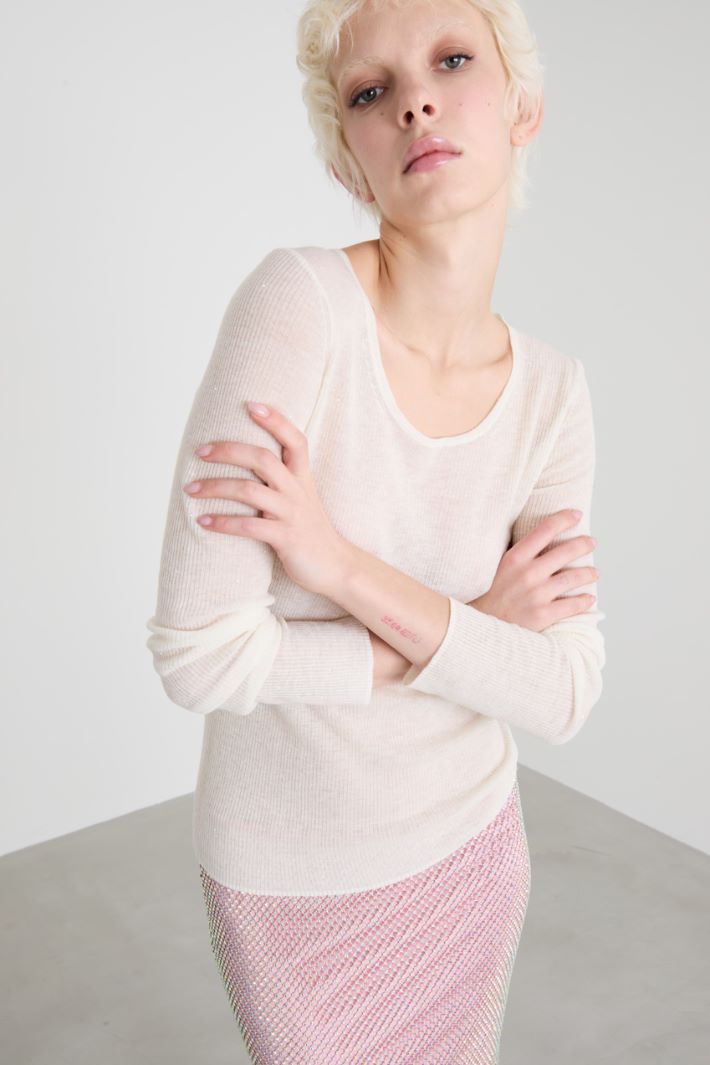 Maglia a coste aderente in lana