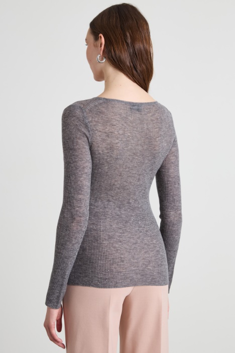 Jersey ceñido acanalado de lana