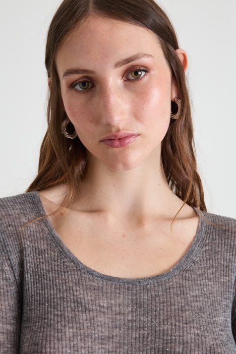 Jersey ceñido acanalado de lana