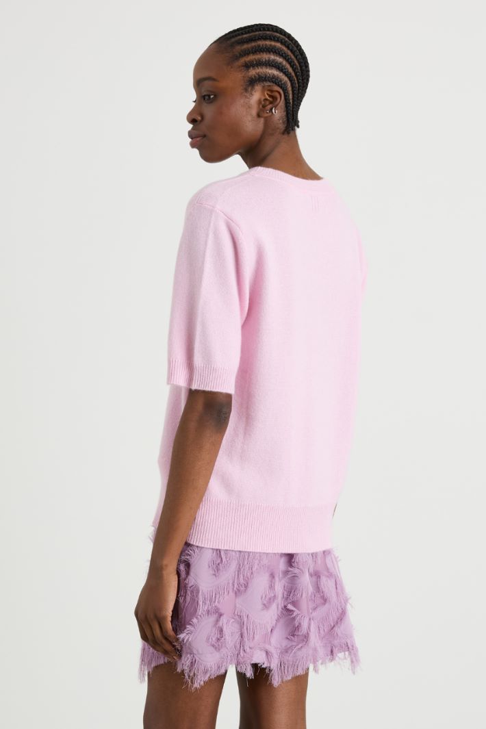 T-shirt in maglia di cashmere