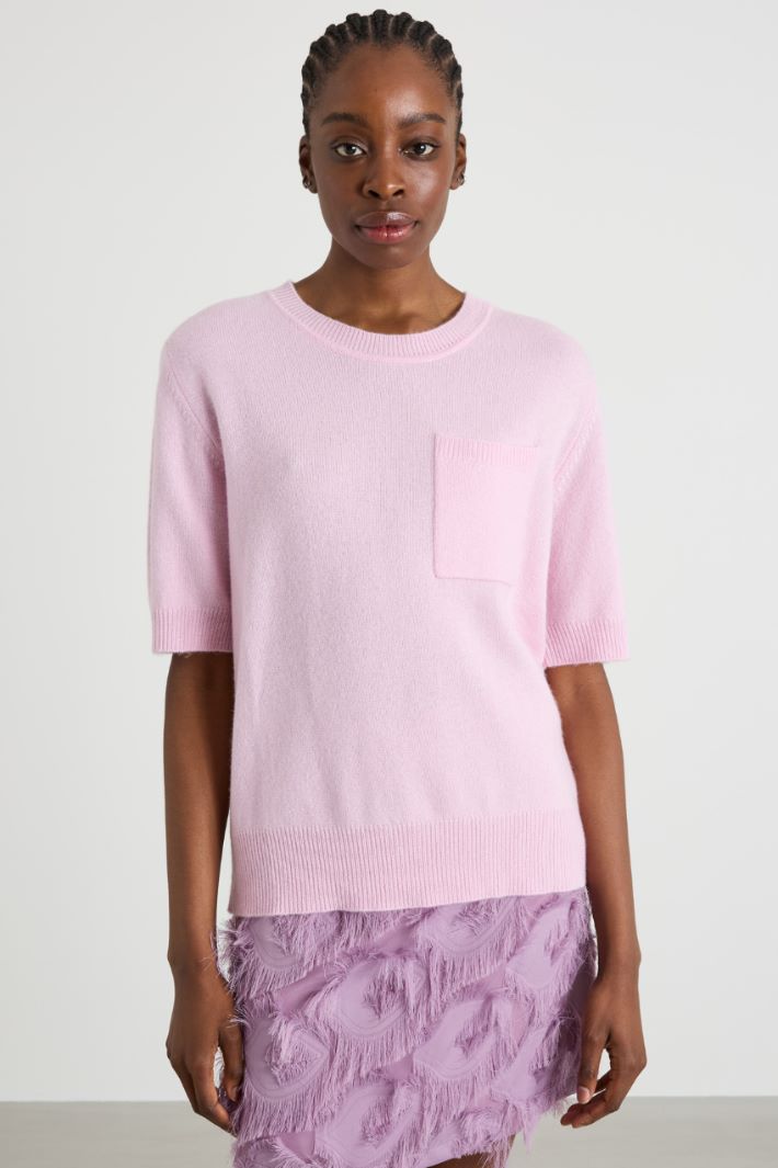 T-shirt in maglia di cashmere