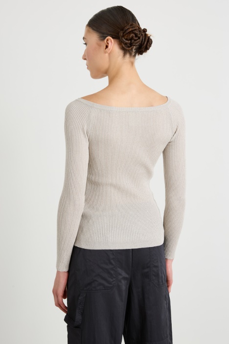 Maglia a costine lamè