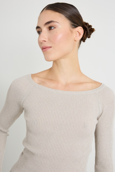 Maglia a costine lamè