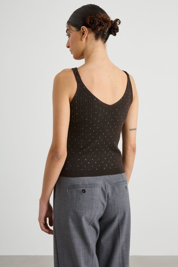 Top in maglia con strass