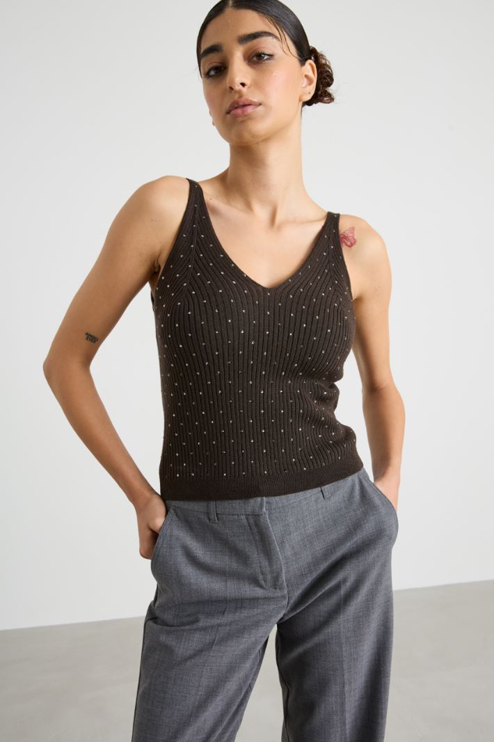 Top in maglia con strass